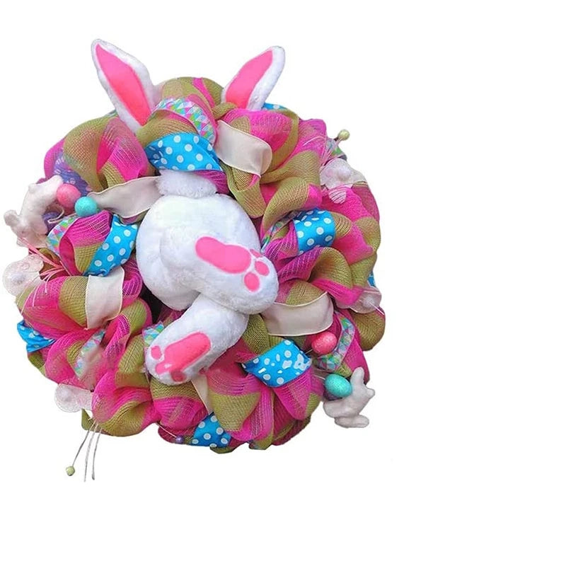 2024 New Easter Bunny Wreath Colorful Door Wall Oranments, Happy Easter Rabbit, Home Party Creative Garland, Festival Decoration