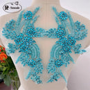 Handmade Rhinestone Flower Patches – 1 Pair Sparkling Mirror Glass Appliques for Gowns & Accessories