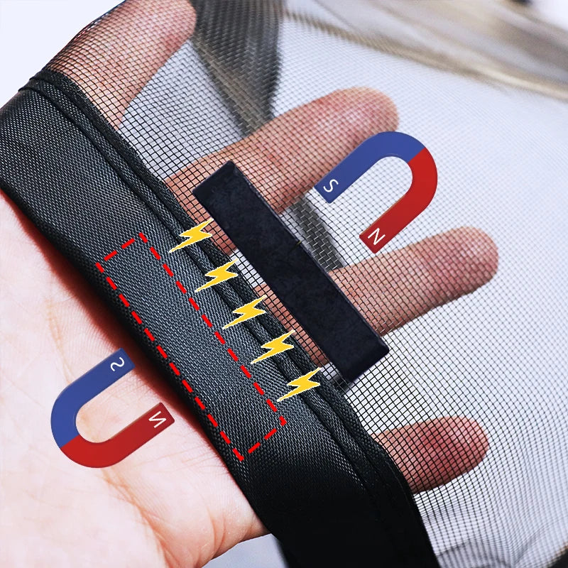 Insect-Proof Magnetic Screen Door – Black Mesh Curtain for Mosquito & Fly Protection Indoors