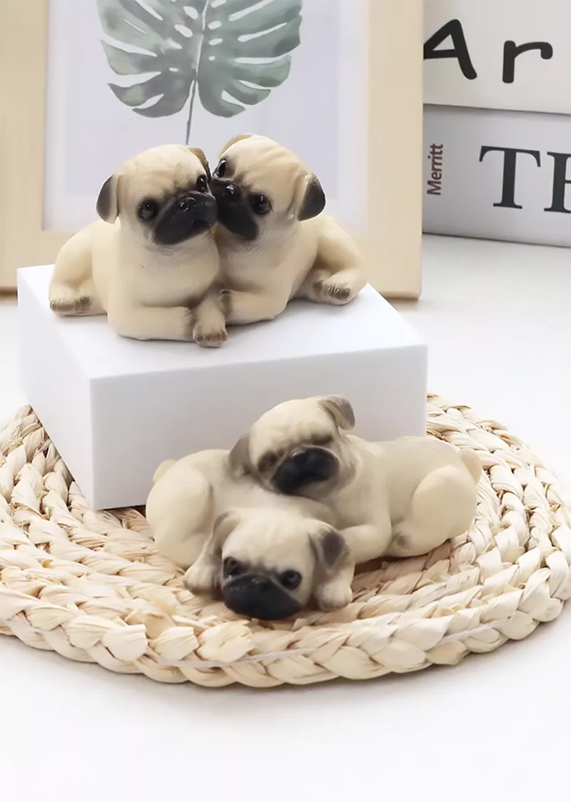 Pair of Pug Dog Statues – Resin Animal Ornaments for Home, Office & Children’s Birthday Gifts