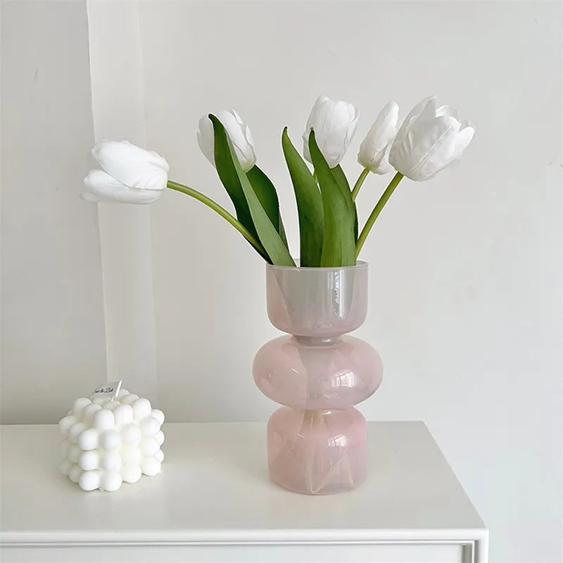 Nordic Glass Vase Flower Bottle Arrangement Container Hydroponics Plant Bottle Desktop Ornament Home Decor Accessory
