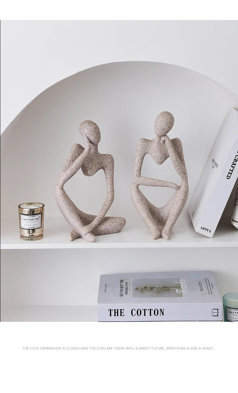 Nordic Abstract Woman Sculpture – Vilead Resin Thinker Figurine for Modern Home Decoration