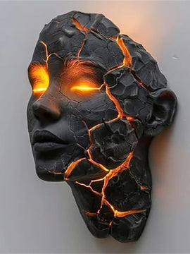 Modern Resin Wall Light – Cracked Soul Sculpture Lamp for Bedroom, Hallway & Living Room Accent Decor