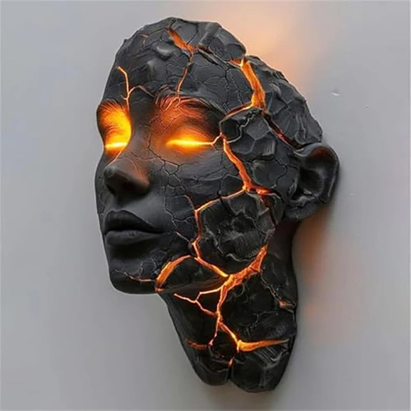 Modern Resin Wall Light – Cracked Soul Sculpture Lamp for Bedroom, Hallway & Living Room Accent Decor