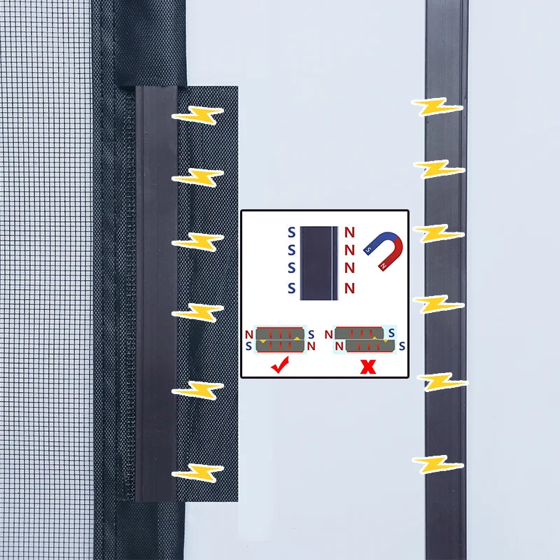 Custom Size Magnetic Window Screen – DTGJ Black Invisible Fiberglass Mesh Anti-Insect Fly Curtain