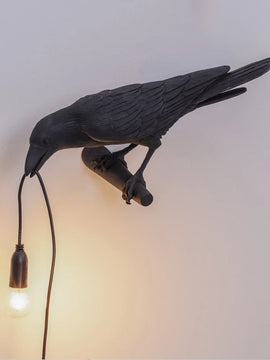Lucky Bird Crow Resin Wall Lamp – LED Decorative Wall Light for Bedroom and Living Room Home Decoration
