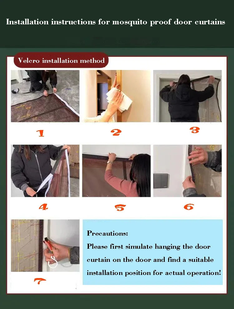 White Magnetic Screen Door – Mosquito Proof Diamond Mesh Curtain with Self-Adhesive Design