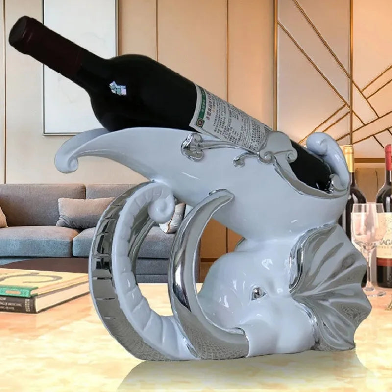Elephant Red Wine Holder living room luxury wine cabinet decorations High foot wine glass holder household wine bottle rack