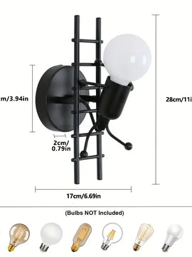 Modern Wall Sconce Climbing Man – Creative Industrial Wall Lamp for Kids Room, Bedroom, Hallway Interior Lighting