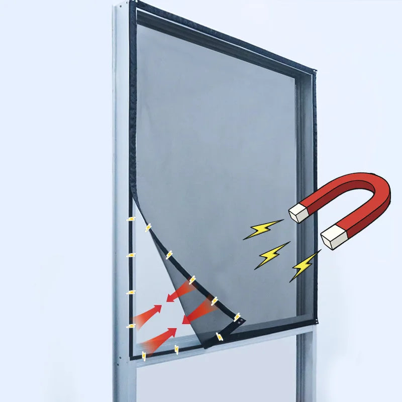 Custom Size Magnetic Window Screen – DTGJ Black Invisible Fiberglass Mesh Anti-Insect Fly Curtain