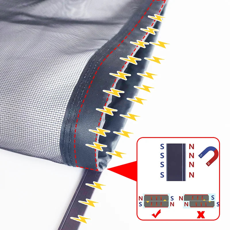 Custom Size Magnetic Window Screen – DTGJ Black Invisible Fiberglass Mesh Anti-Insect Fly Curtain