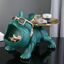 Resin Bulldog Figurine with Storage Cute Dog Sculpture Ornament for Home & Desktop Decor