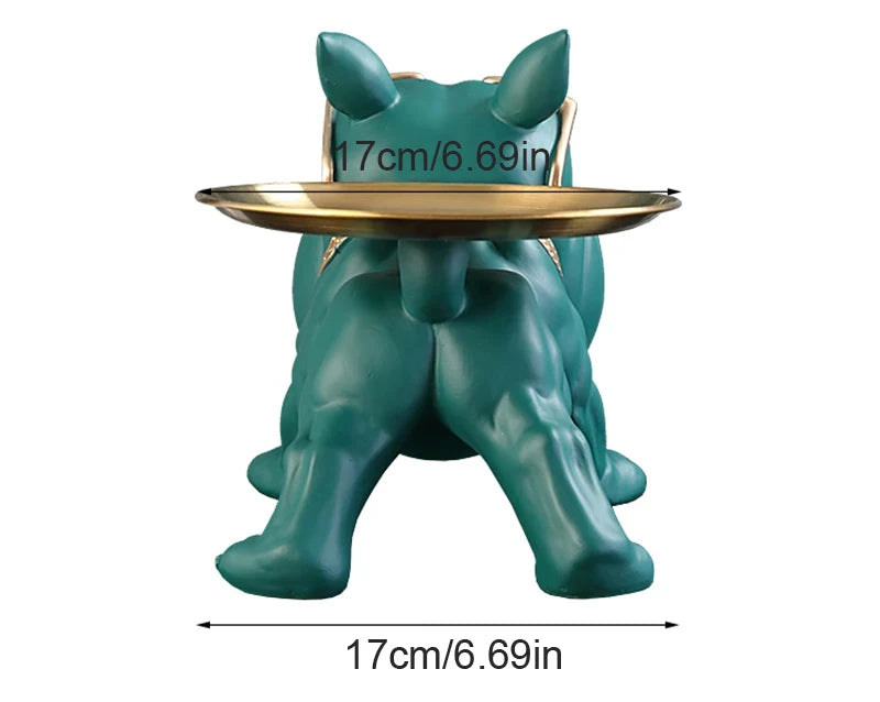 Resin Bulldog Figurine with Storage Cute Dog Sculpture Ornament for Home & Desktop Decor