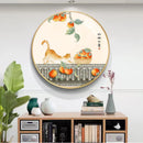 Cat and Persimmons Printed Canvas Cross Stitch Kit 11CT Cotton Embroidery Needlework for Home Decoration