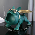 Resin Bulldog Figurine with Storage Cute Dog Sculpture Ornament for Home & Desktop Decor