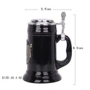 Engraved German Beer Mug – Ceramic Tankard Cup with Metal Lid, Creative Gift for Dad and Men