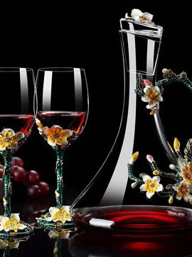 Exquisite Enamel Wine Glass Crystal Glass Champagne Cup Wineglass Drinking Glasses Cups Vintage Goblet Luxury Set Whiskey Dining
