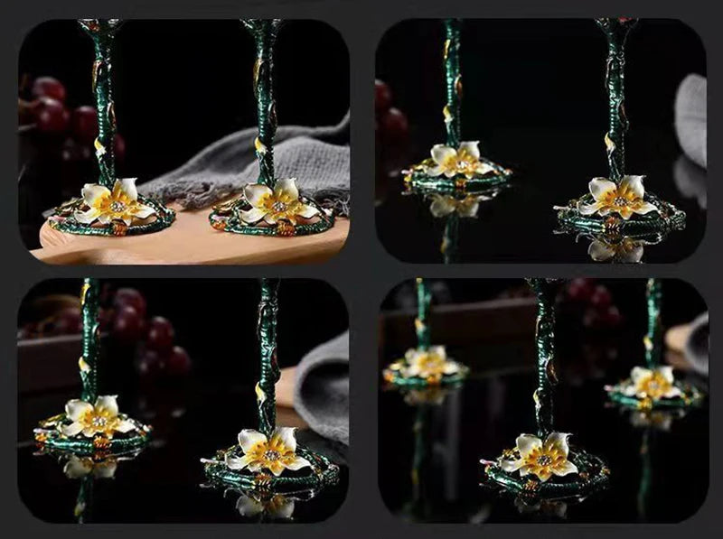 Exquisite Enamel Wine Glass Crystal Glass Champagne Cup Wineglass Drinking Glasses Cups Vintage Goblet Luxury Set Whiskey Dining