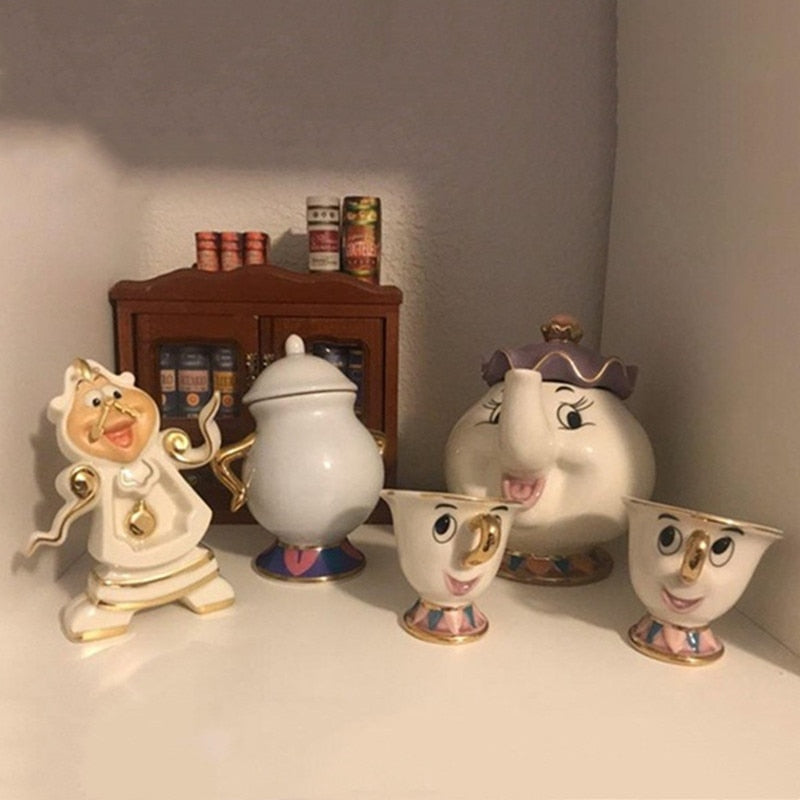 Disney Cartoon Beauty And The Beast Teapot Mug Mrs Potts Chip Cogsworth Clock Tea Pot Cup One Set Lovely Gift Fast Post