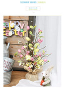 45cm Easter Egg Decoration Tree Branch Easter Deco Colorful Painting Flower Fake Plant Wedding Home Office Party 
