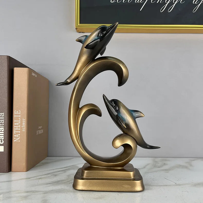 30cm originality resin dolphin Animal Model Crafts Art European Style Living Room Home DecorationOrnaments Unique Gift