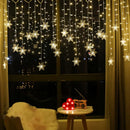 LED Fairy Curtain Lights with Snowflakes Flashing Christmas String Lights 3.2M Waterproof for Holiday Party Wedding Xmas Decoration