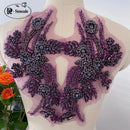 Handmade Rhinestone Flower Patches – 1 Pair Sparkling Mirror Glass Appliques for Gowns & Accessories