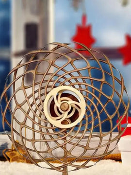 Wooden Kinetic Windmill Sculpture – Handmade Retro Motion Art Figurine for Table or Wall Decor