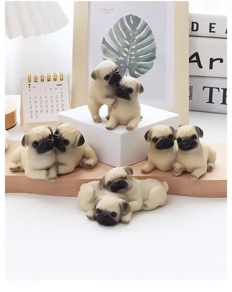 Pair of Pug Dog Statues – Resin Animal Ornaments for Home, Office & Children’s Birthday Gifts