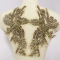 Handmade Rhinestone Flower Patches – 1 Pair Sparkling Mirror Glass Appliques for Gowns & Accessories