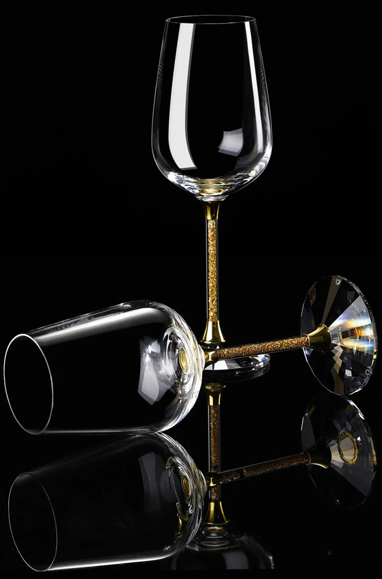 High-Grade Gold Foil Red Wine Glass Set Household Crystal Goblet Large Decanter Cup Holder Suitcase Wine Set Big Collection