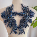 Handmade Rhinestone Flower Patches – 1 Pair Sparkling Mirror Glass Appliques for Gowns & Accessories