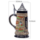 Engraved German Beer Mug – Ceramic Tankard Cup with Metal Lid, Creative Gift for Dad and Men