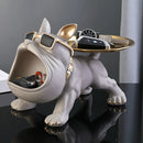 Resin Bulldog Figurine with Storage Cute Dog Sculpture Ornament for Home & Desktop Decor