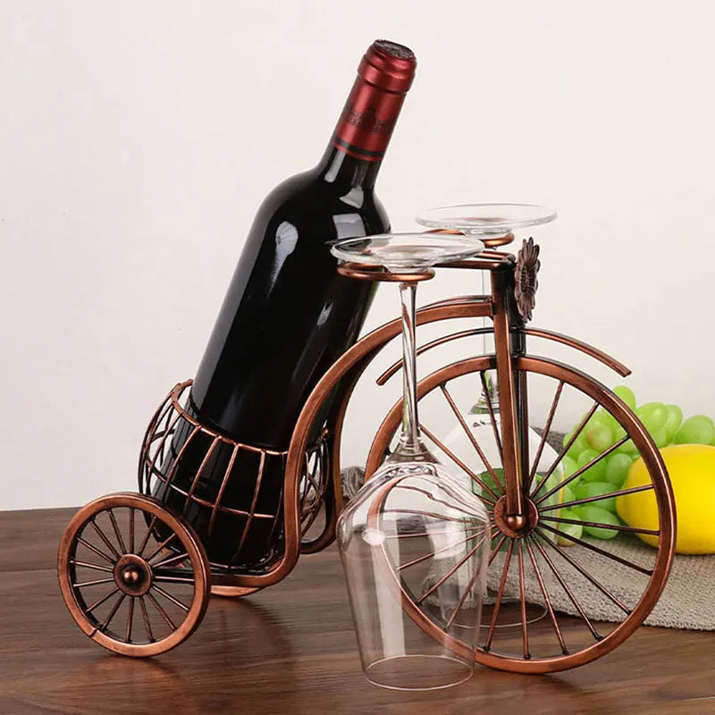 YOMDID Creative Carriage Bike Wine Rack Wine Glass Holder Retro Wine Bottle Display Rack Bar Dining Table Decor Wine Organizer