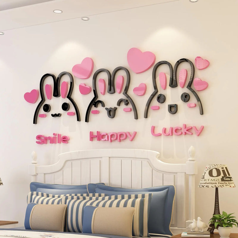 3d acrylic wall stickers bedroom room decoration background wall cartoon self-adhesive painting poster