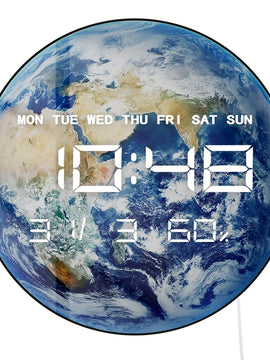 Blue Marble Earth Globe LED Clock – Digital Wall Clock for Bedroom, Home Decor, Electric Desk Display