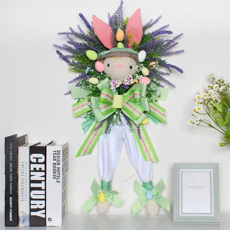 New Easter Bunny Wreath Colorful Door Wall Oranments Happy Easter Rabbit Home Party Creative Garland Festival Decoration