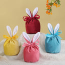 10Pcs/lot Easter Bunny Rabbit Bags Ears Velvet Bag Gift Box Sugar Box Wedding Candy Box Creative Cute Easter Decor Mixed Colour
