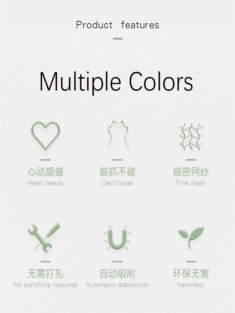 White Magnetic Screen Door – Mosquito Proof Diamond Mesh Curtain with Self-Adhesive Design