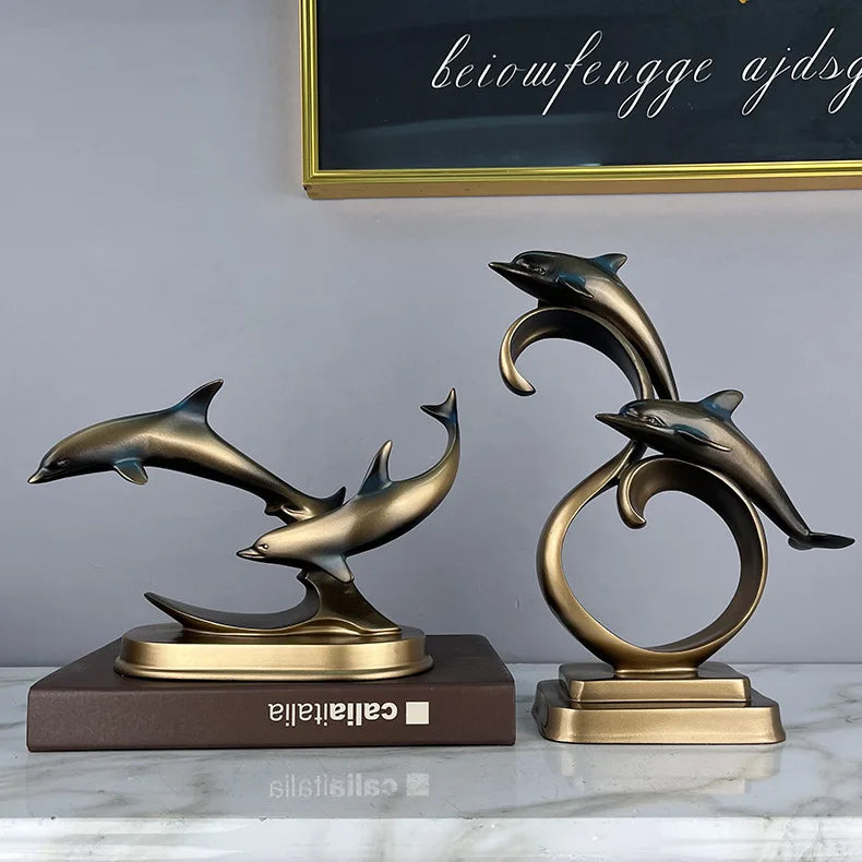 30cm originality resin dolphin Animal Model Crafts Art European Style Living Room Home DecorationOrnaments Unique Gift