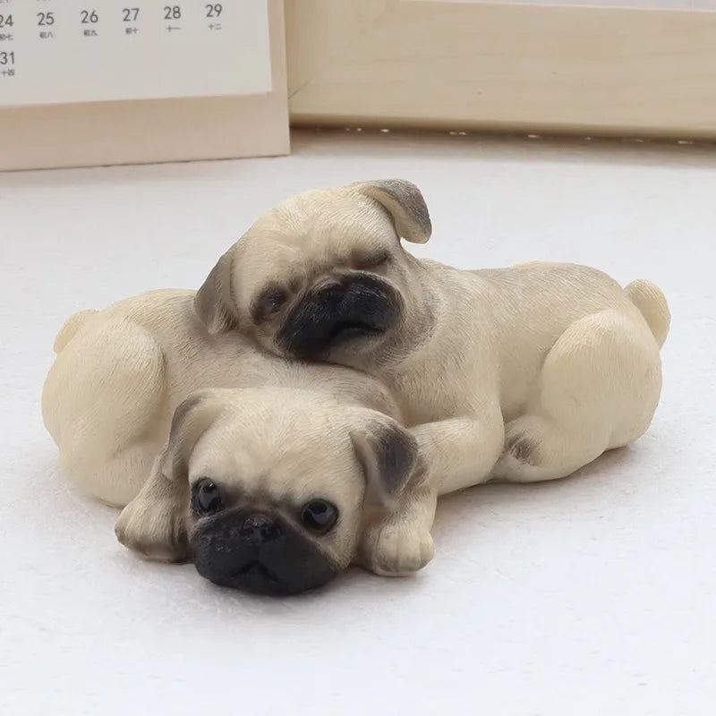 Pair of Pug Dog Statues – Resin Animal Ornaments for Home, Office & Children’s Birthday Gifts