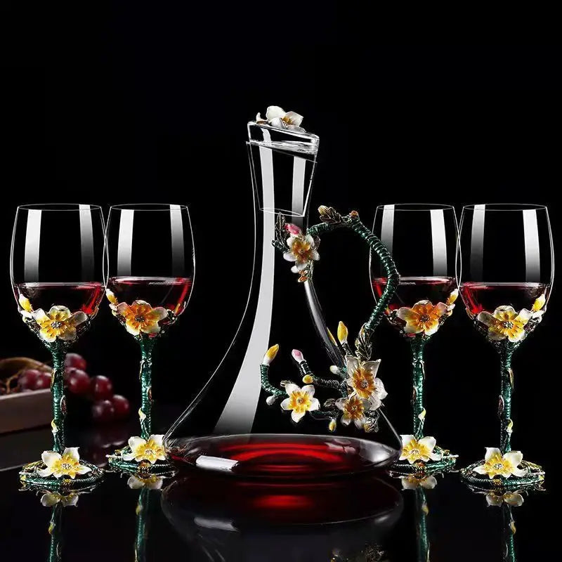 Exquisite Enamel Wine Glass Crystal Glass Champagne Cup Wineglass Drinking Glasses Cups Vintage Goblet Luxury Set Whiskey Dining