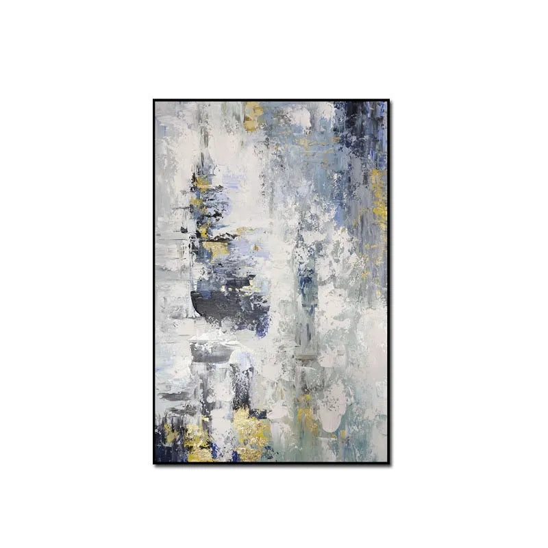 100% Handmade Abstract Blue Gold Foil Landscape Oil Painting Wall Pictures Art Wall Artwork For Living Room Home Decoration Gift