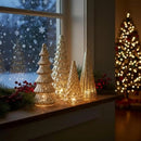 LED Trees Set of 5 Gold 3D Printed Modern Illuminated Christmas Figurines for Home, Party & Xmas Décor