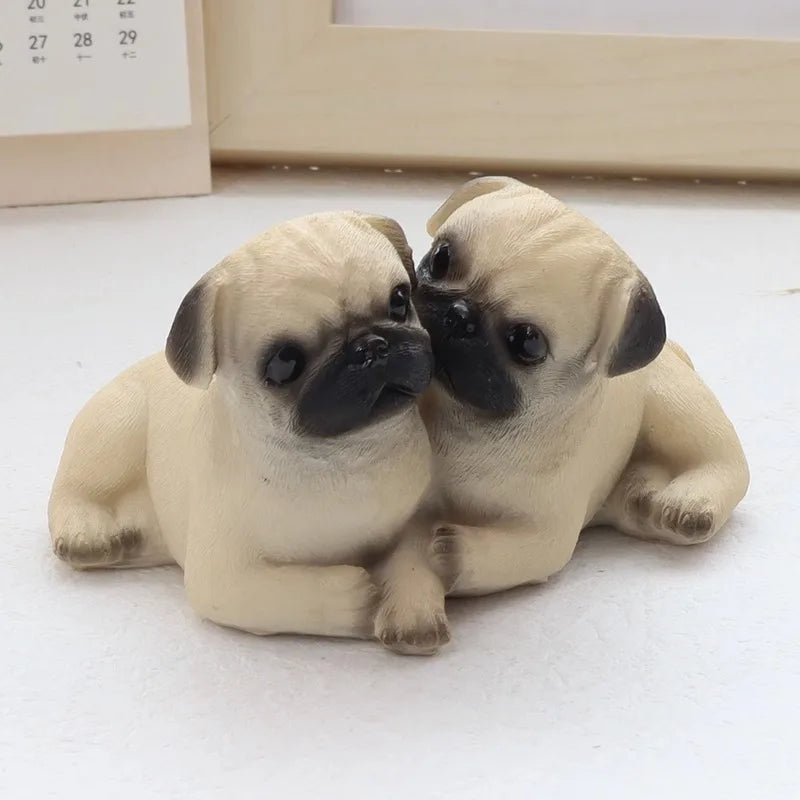 Pair of Pug Dog Statues – Resin Animal Ornaments for Home, Office & Children’s Birthday Gifts