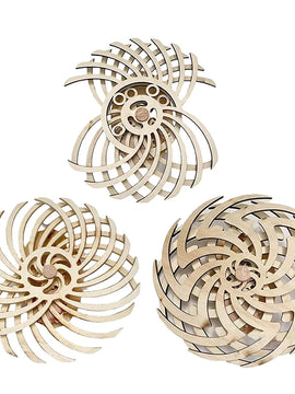 Wooden Kinetic Windmill Sculpture – Handmade Retro Motion Art Figurine for Table or Wall Decor