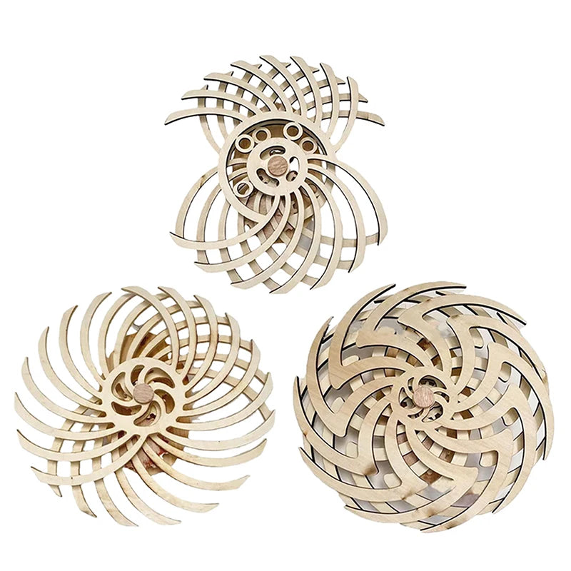 Wooden Kinetic Windmill Sculpture – Handmade Retro Motion Art Figurine for Table or Wall Decor