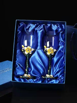 Exquisite Enamel Wine Glass Crystal Glass Champagne Cup Wineglass Drinking Glasses Cups Vintage Goblet Luxury Set Whiskey Dining