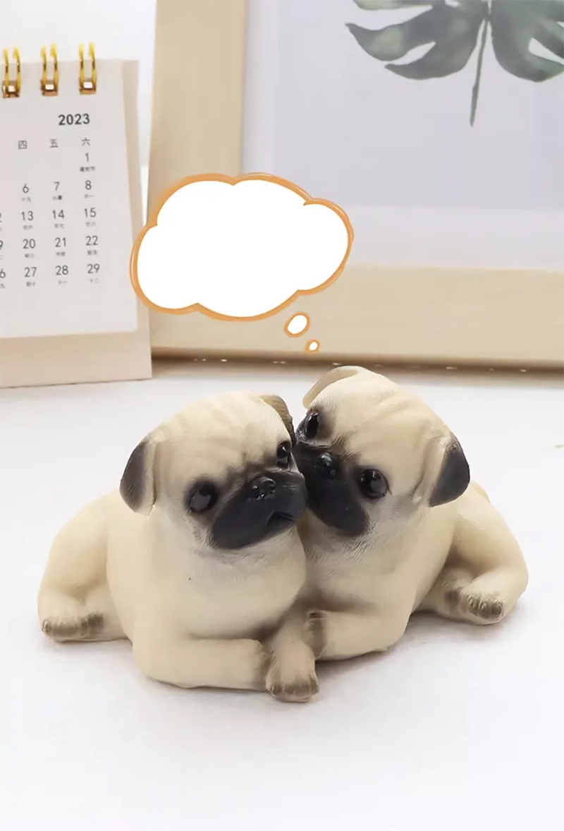Pair of Pug Dog Statues – Resin Animal Ornaments for Home, Office & Children’s Birthday Gifts